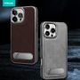 Leather invisible metal holder phone case